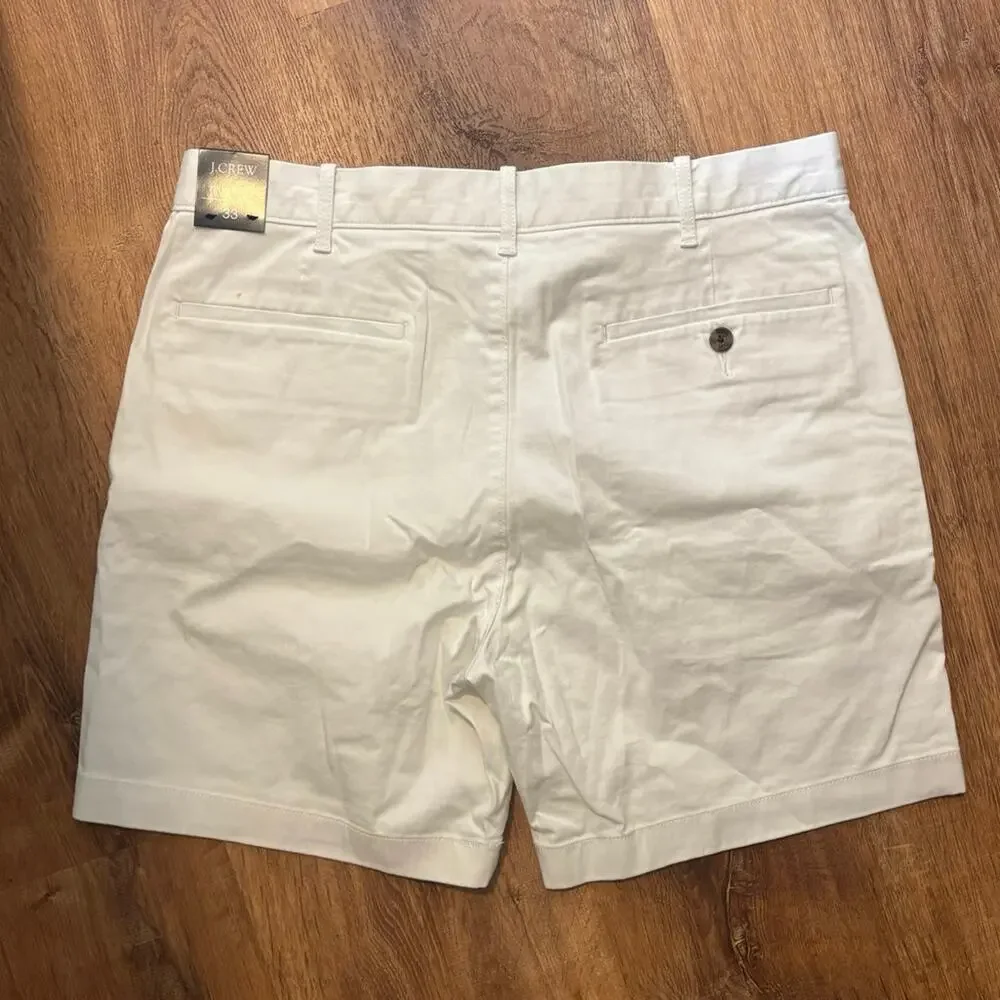 NWT J.Crew 7” Flex Chino Short In White Size 33
